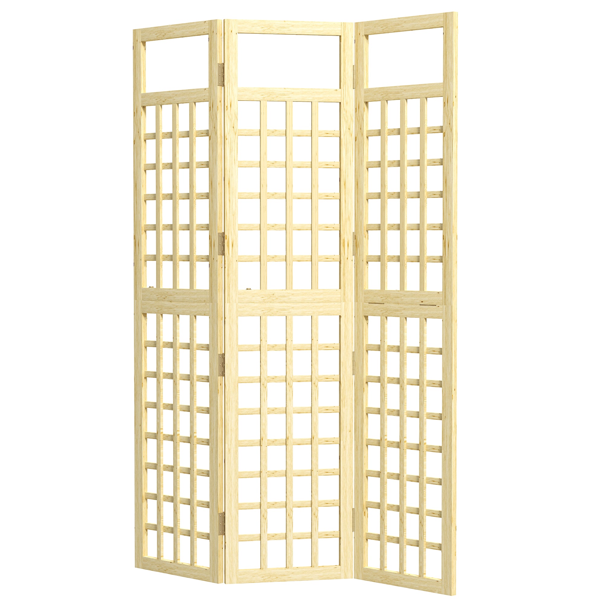 3 Panel Outdoor Wood Privacy Screen, Folding Room Divider/Trellis for Home, Patio, 47.2" x 66.9", Natural Wood