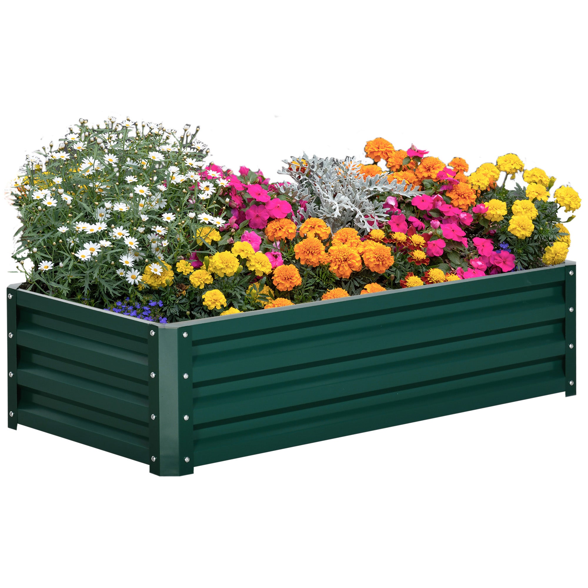 Galvanized Raised Garden Bed, Outdoor Planter Box for Vegetables, Flowers, Herbs, 4' x 2' x 1', Dark Green