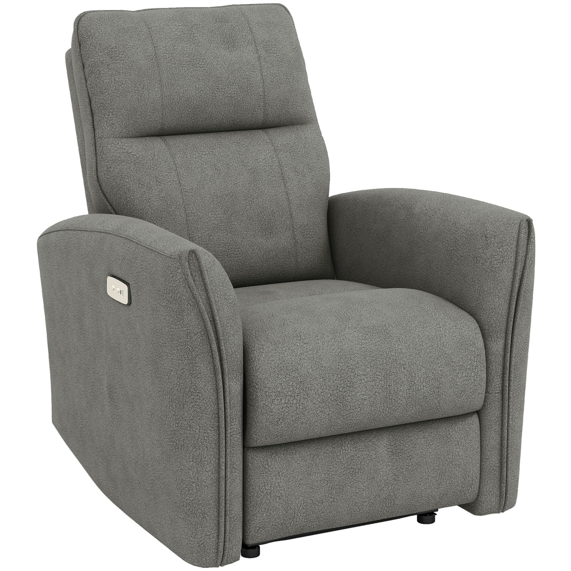 Power Recliner Chair, Fabric Upholstered Recliner Chair with USB Ports, Footrest, Grey