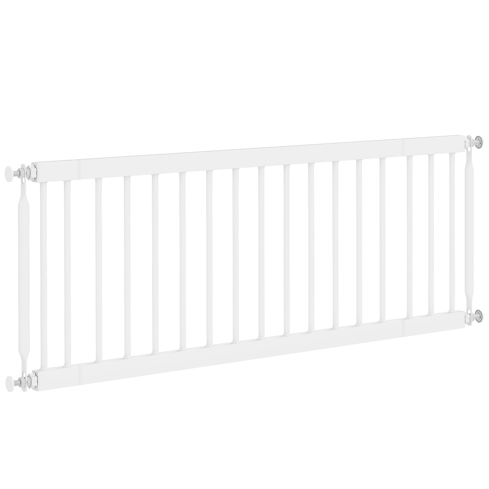 26"-37" Dog Gate, Adjustable Pet Gate, Fits 14" Tall with 2 Extension, Pressure Mount Kit for Stairs and Doorways, White