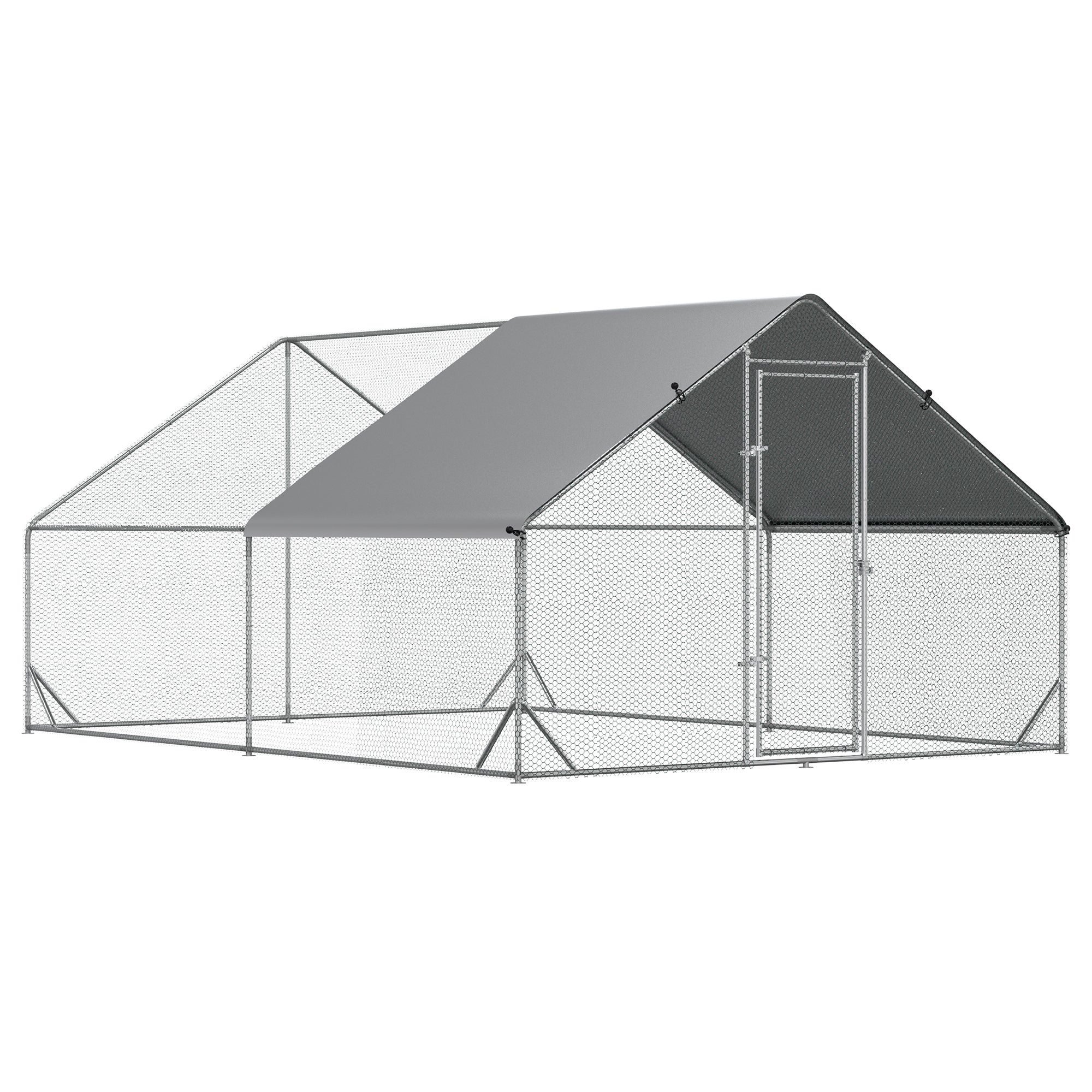 9.8' x 13.1' x 6.6' Chicken Coop Cage, Outdoor Hen House w/Cover & Lockable Door