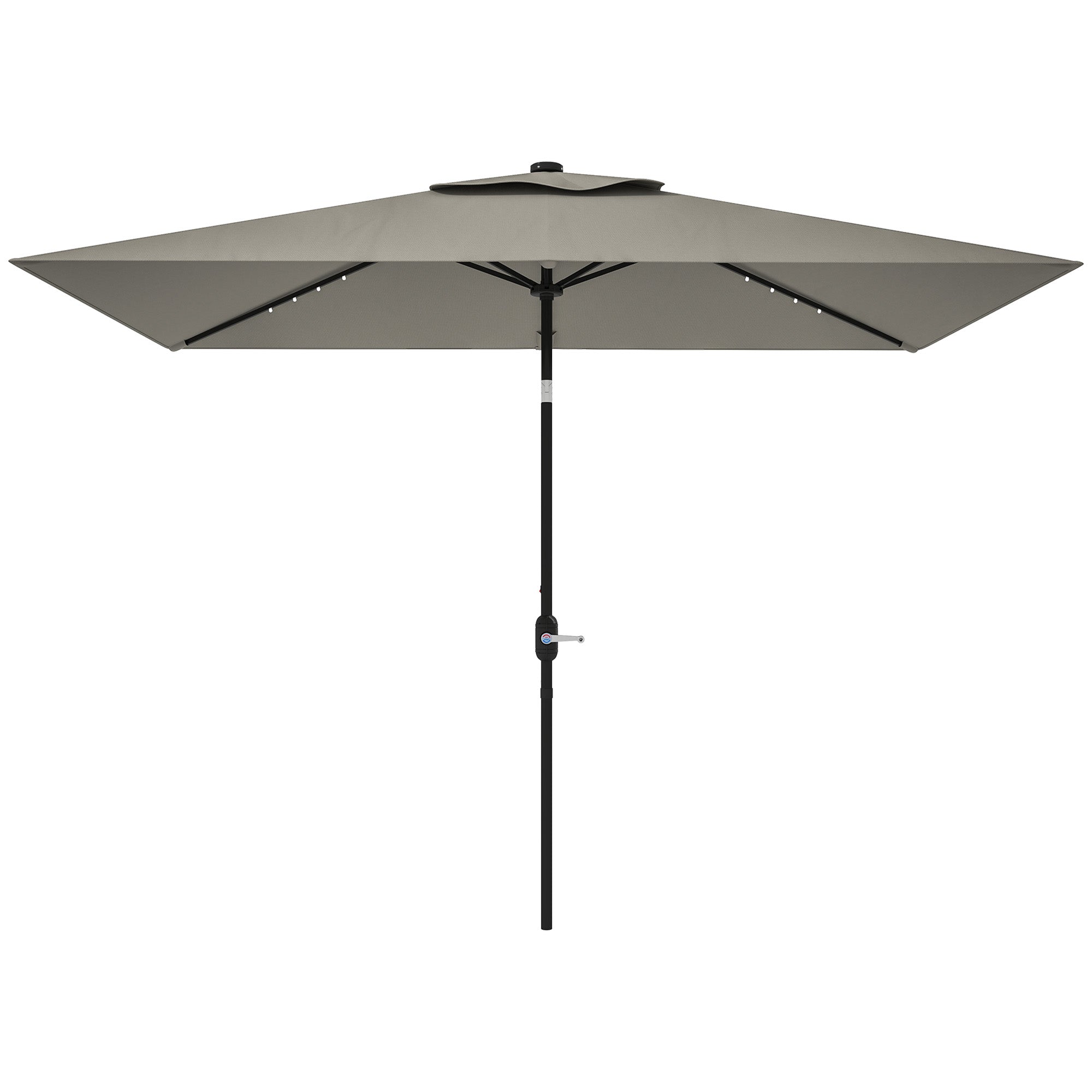 Patio Umbrella with 22 LED Solar Lights and Tilt, Light Grey