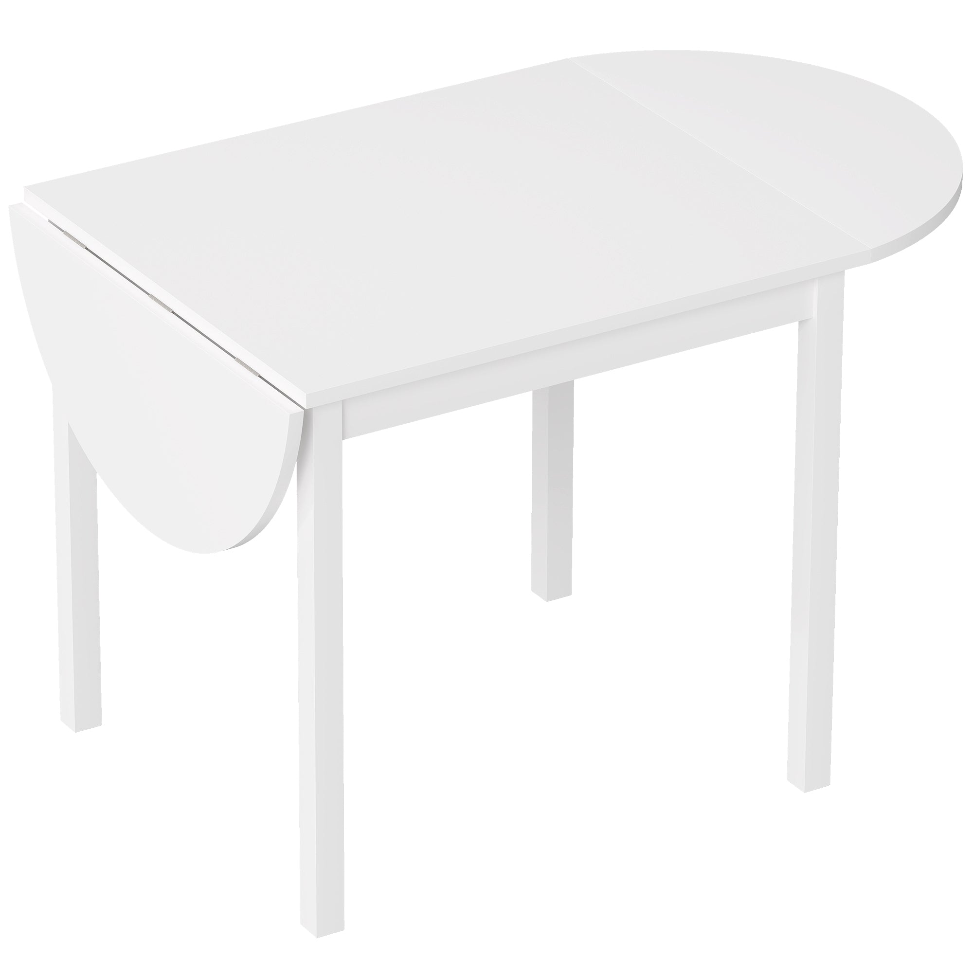 Solid Wood Kitchen Table, Drop Leaf Tables for Small Spaces, Folding Dining Table, White