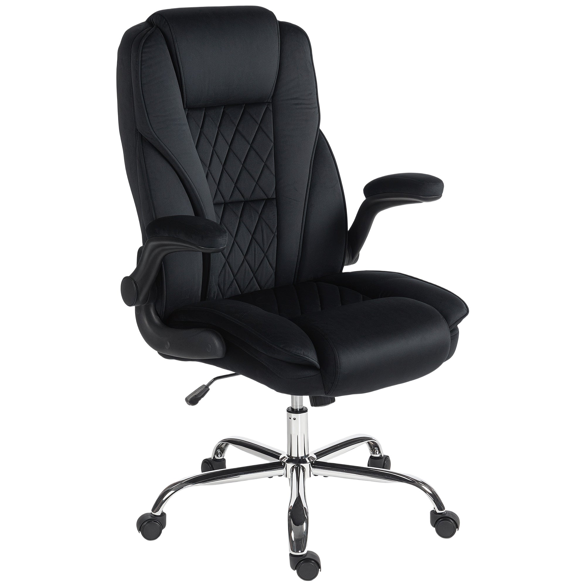 Executive Office Chair, Desk Chair with Flip-up Armrest, Diamond Fabric Computer Chair for Home Office, Black