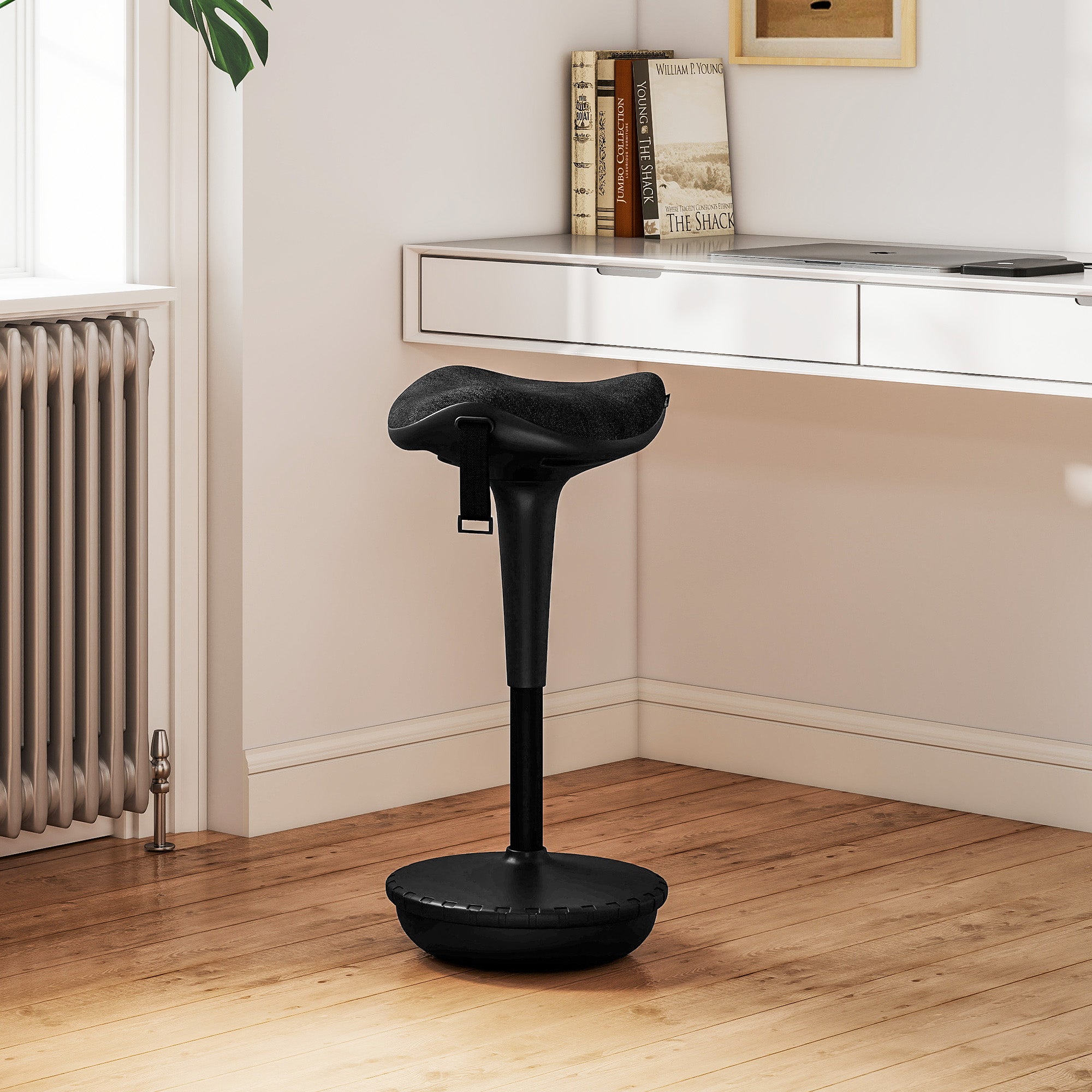 Swivel Standing Desk Chair, Adjustable Active Ergonomic Standing Stool, Backless Wobble Stool Chair, Black