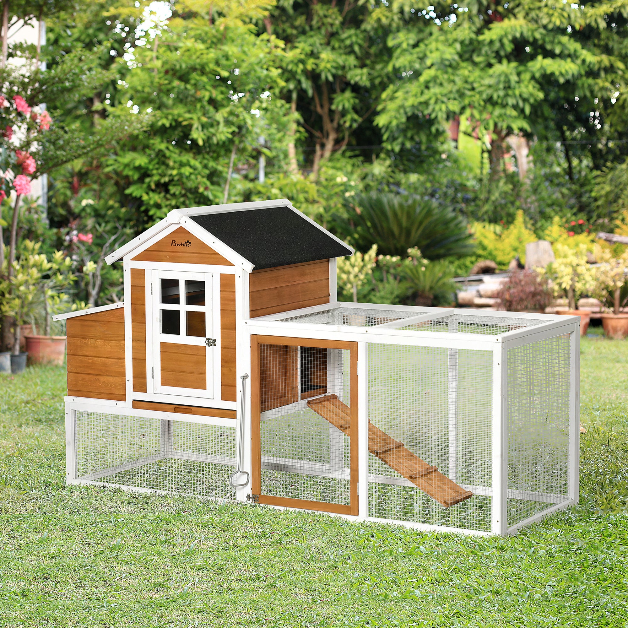 Chicken Run Waterproof Large Chicken Coop with Nesting Box for 2-4 Chickens, Orange and White