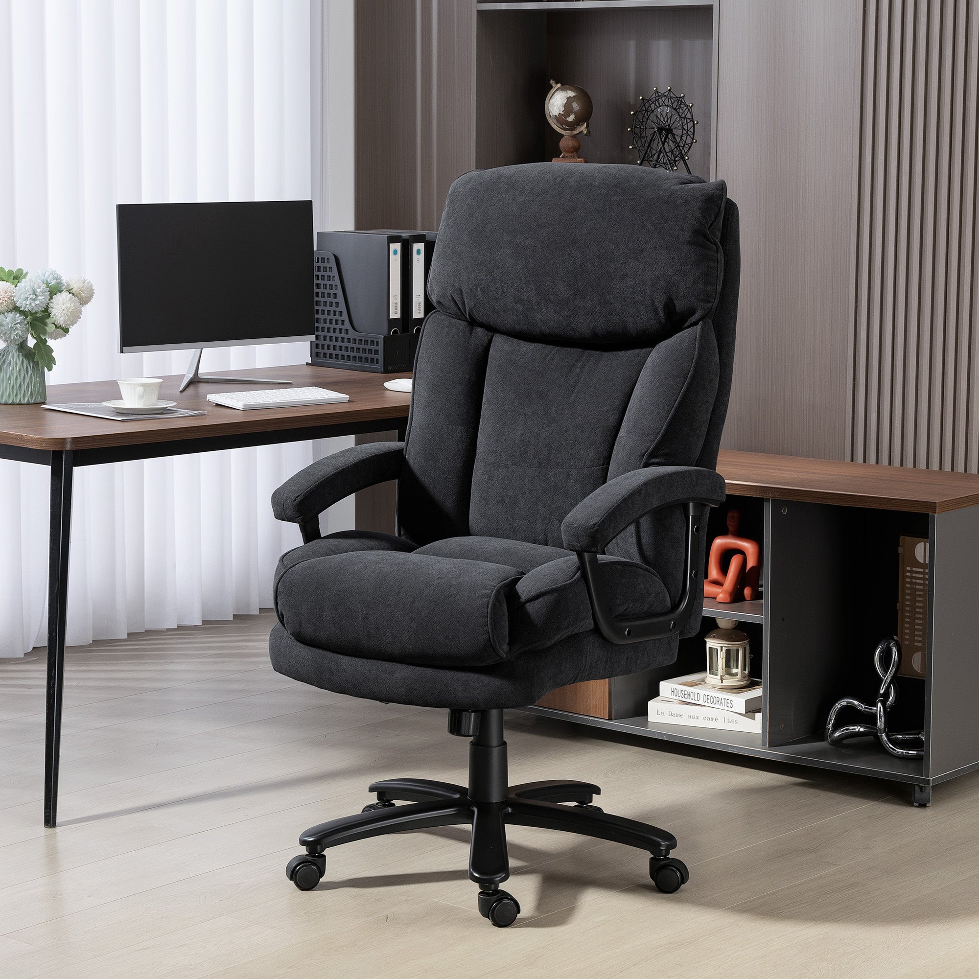 Big and Tall Executive Office Chair, Up to 450 lbs. Heavy Duty Desk Chair, Computer Chair for Heavy People, Black
