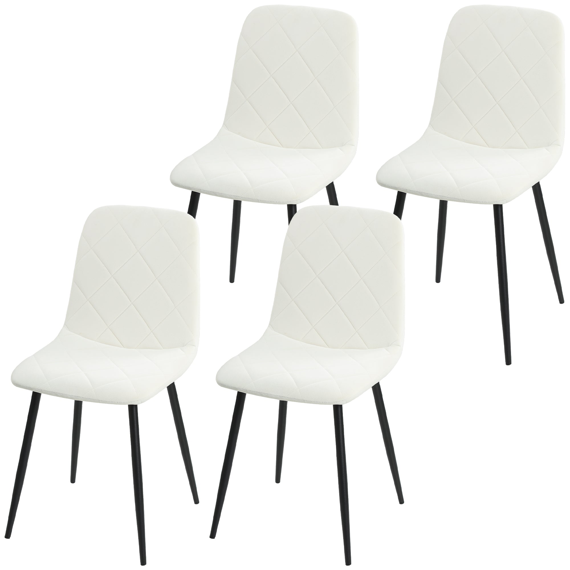 Dining Chairs Set of 4, Upholstered Dining Room Chairs with Steel Legs, Modern Kitchen Chair for Dining Room, Cream