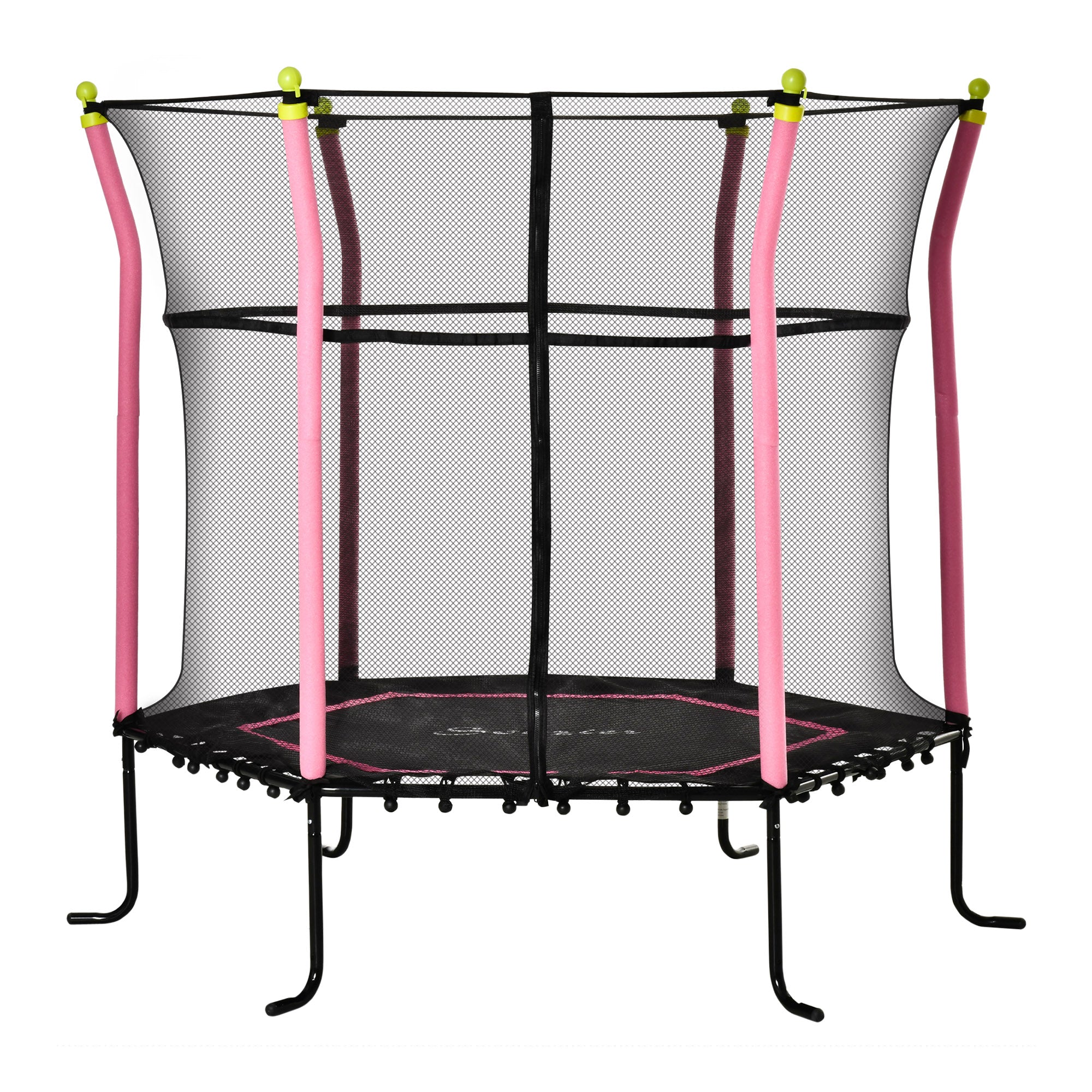 Soozier 63" Kids Trampoline Mini Indoor Bouncer Jumper with Enclosure Net Elastic Thick Padded Pole Gift for Child Toddler Age 3-10 Years Old Pink