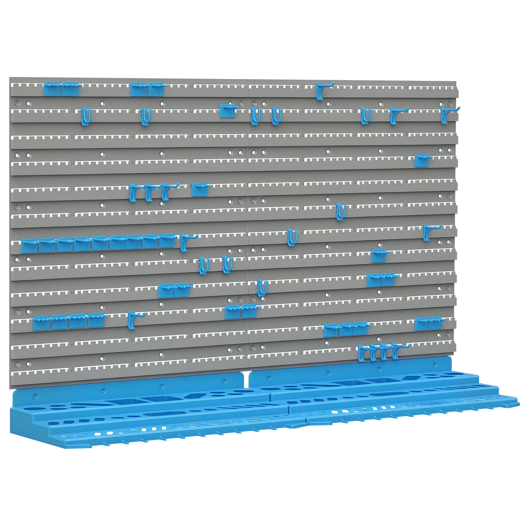 54 Piece Pegboard and Shelf Tool Organizer Wall Mounted DIY Garage Storage with 50 Hooks Blue