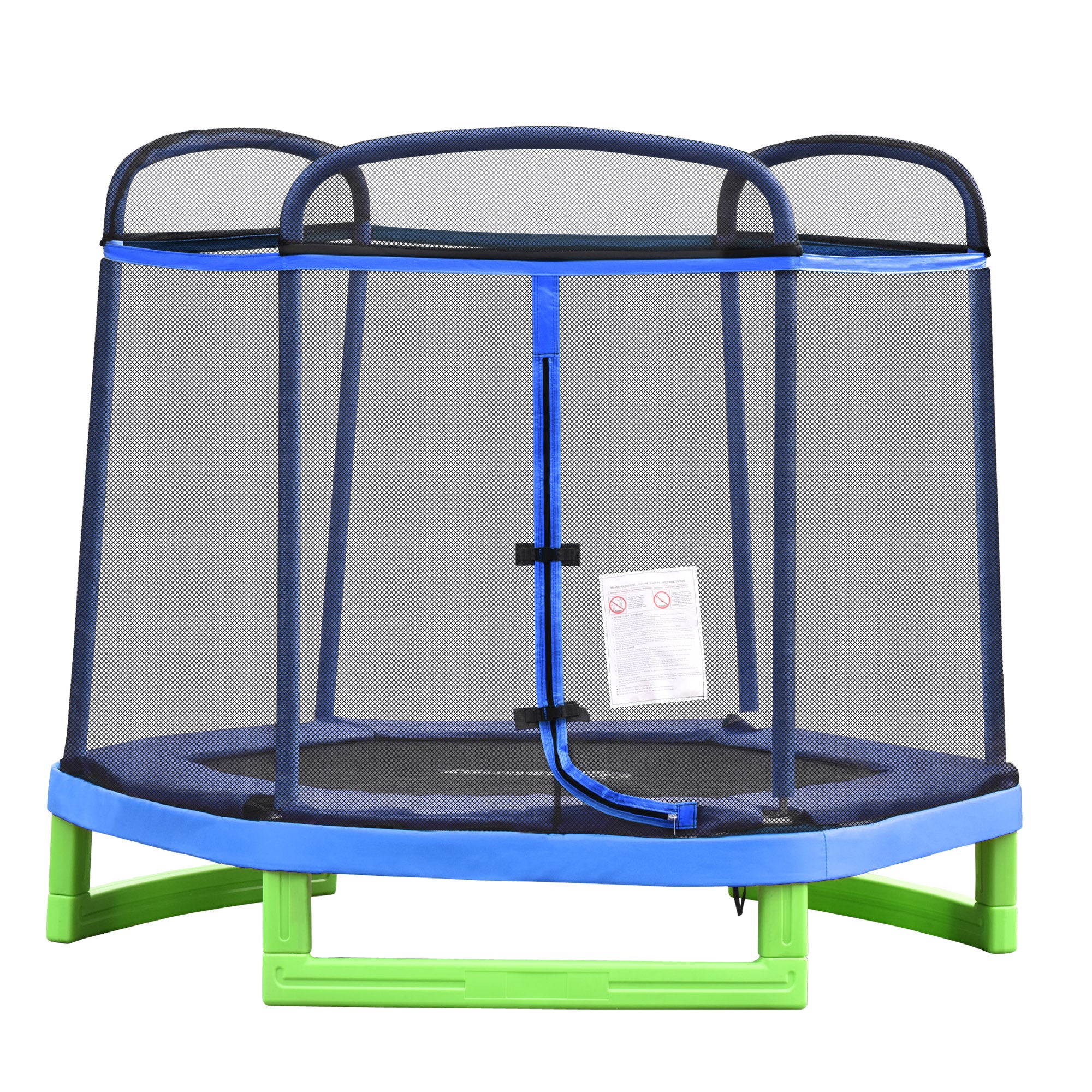 84.75" Kids Trampoline 7 FT Indoor Outdoor Trampolines with Safety Net Enclosure Built-in Zipper Padded Covering, for Boys and Girls, Blue
