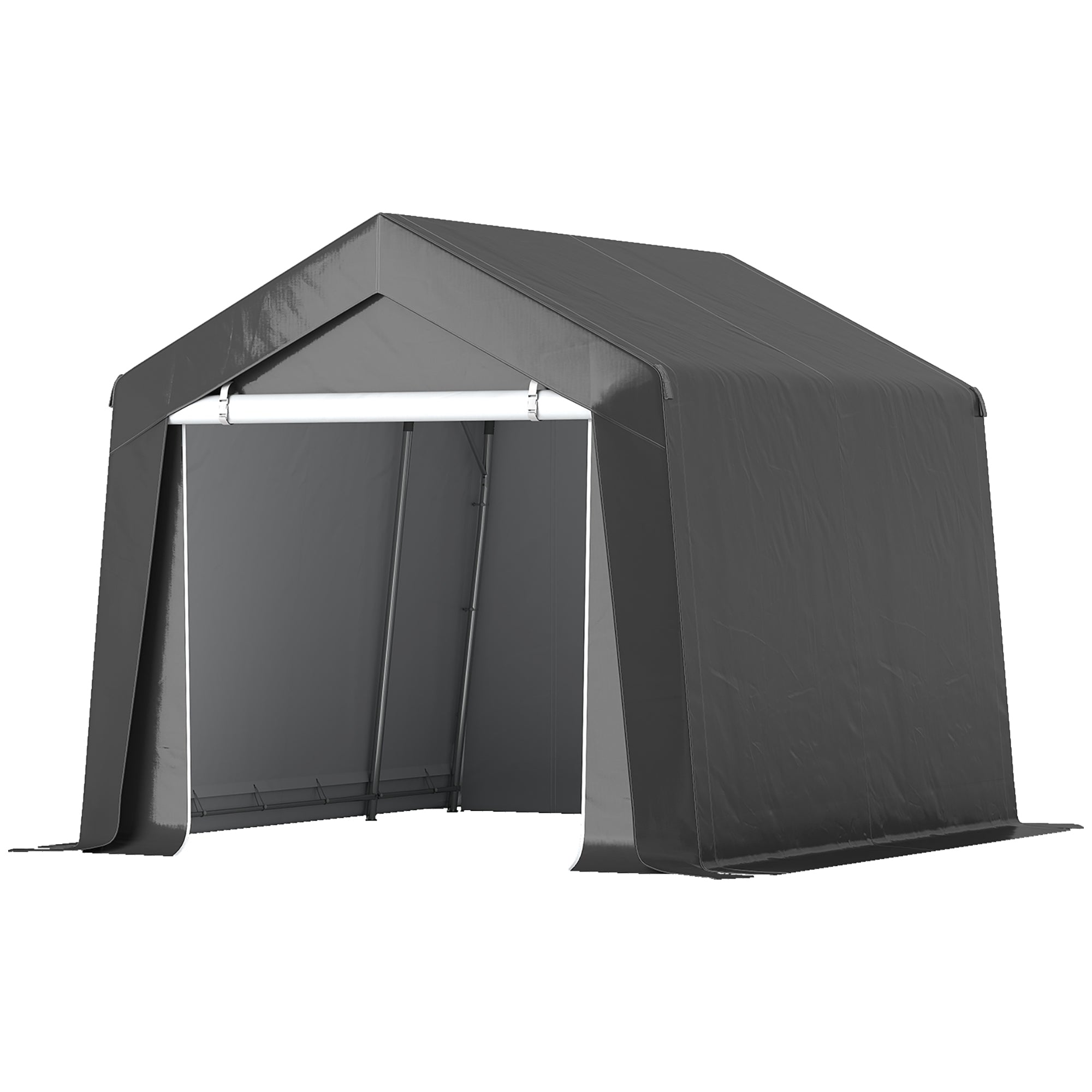 10' x 10' Outdoor Storage Shed Portable Garage with Roll-up Door for Motorcycle, Bike, Garden Tools, Dark Grey
