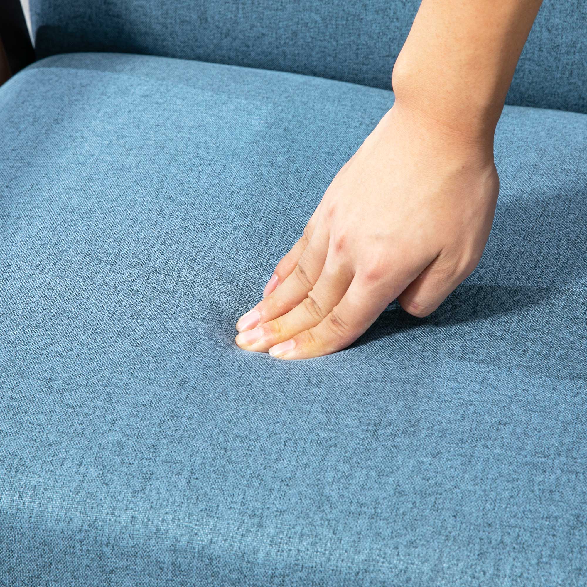 Comfy Accent Chairs with Cushioned Seat, Upholstered Linen-Feel Armchair for Bedroom, Living Room, Blue