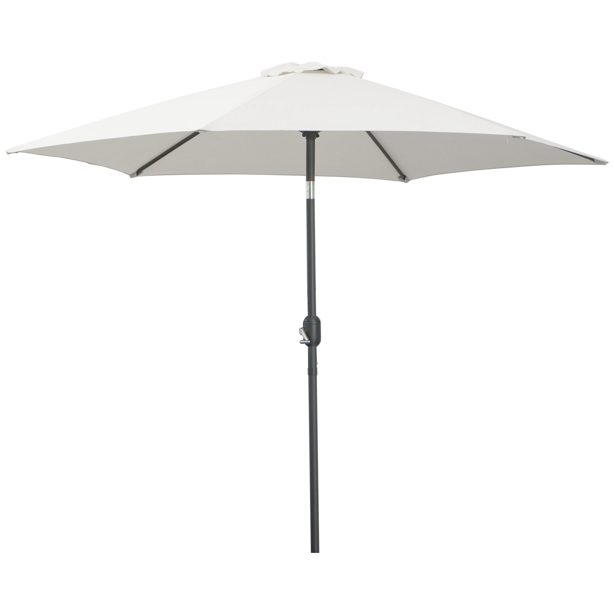 8.5' Round Aluminum Patio Umbrella 6 Ribs Market Sunshade Tilt Canopy w/ Crank Handle Garden Parasol Cream White