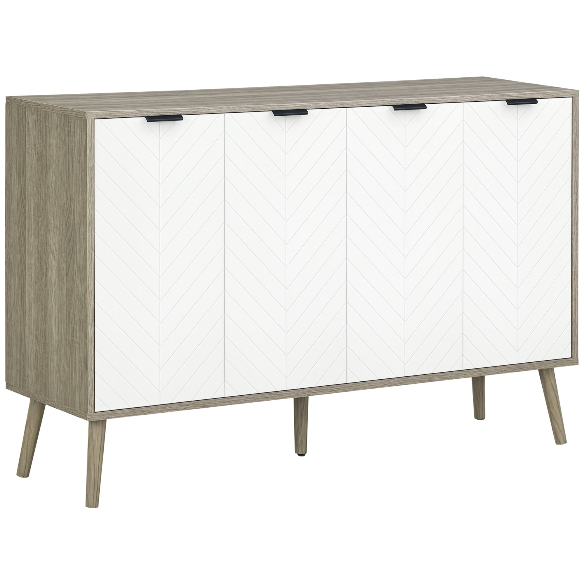 Modern Sideboard and Buffet, Dining Room Cabinet with Adjustable Shelves and 4 Doors, Grayish Brown