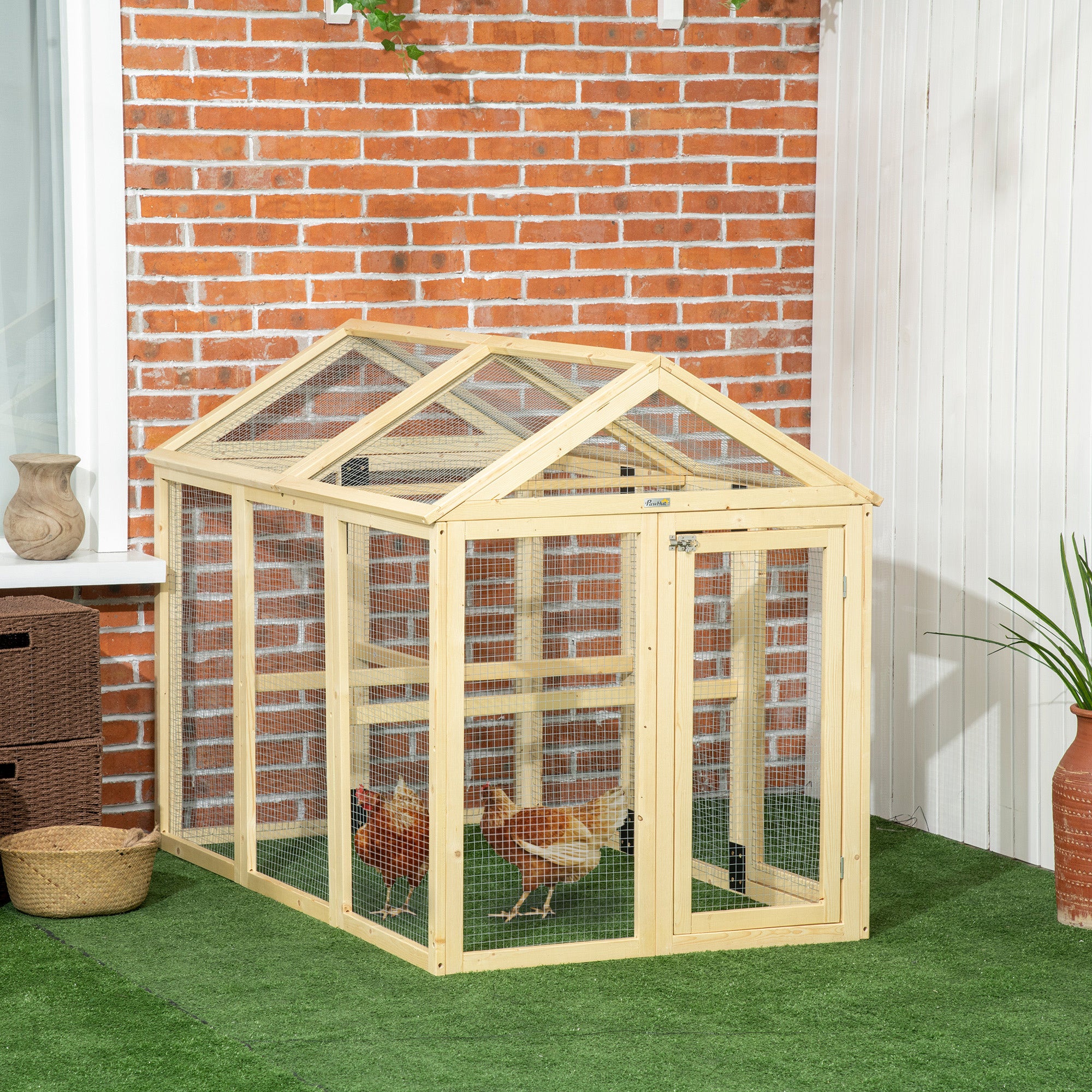 Chicken Run Expandable Outdoor Large Chicken Coop with 2 Doors and 3 Perches for 1–3 Chickens